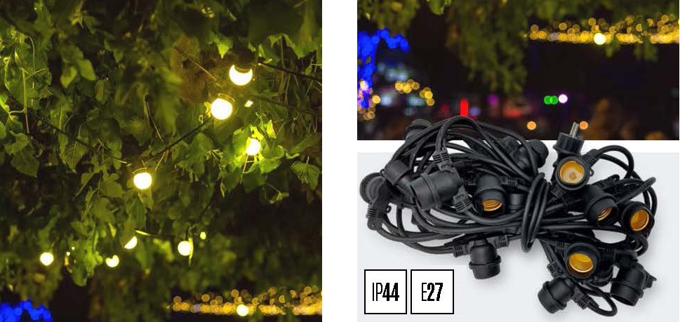 GIRLANDA Ogrodowa Lampki ŁAŃCUCH Świetlny 10m 20xe27 + Żarówki LED