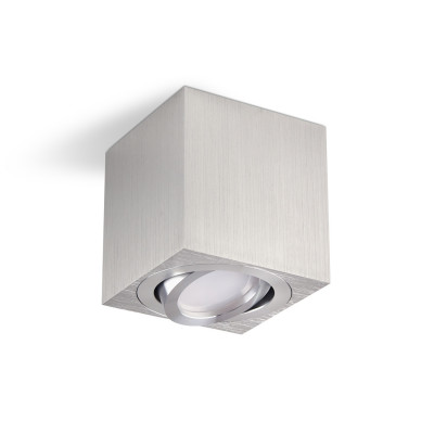 Lampa Prostokątna LED Natynkowa Oprawa Halogenowa Plafon, H084 - Chrom + Żarówka GRATIS!