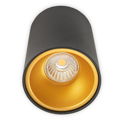 Aluminiowa Lampa typu Spot - Tuba Halogenowa Natynkowa Ø97 Czarno Złota