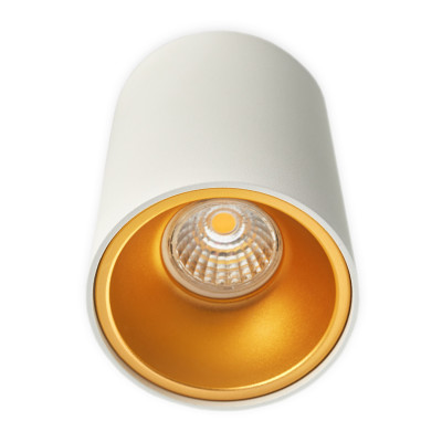 Aluminiowa Lampa typu Spot - Tuba Halogenowa Natynkowa Ø97 Biało Złota