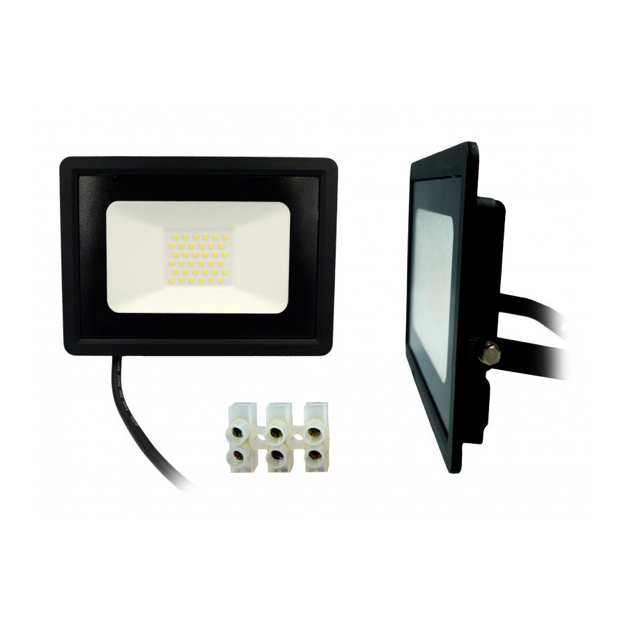 Zewnętrzny Naświetlacz Halogen LED 30W, Barwa Ciepłobiała + Złączka