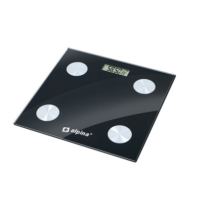 Alpina – Inteligentna waga z analizatorem składu ciała BMI, bluetooth, aplikacja (czarny)