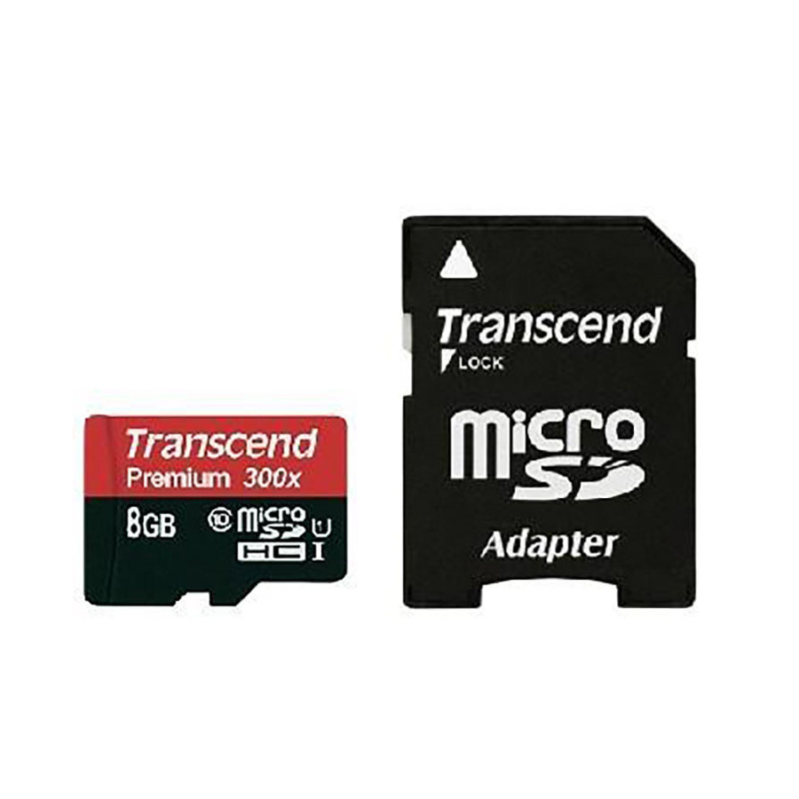 Transcend Memory MicroSDHC - Karta pamięci 8 GB UHS-1 U1 45MB|s z adapterem