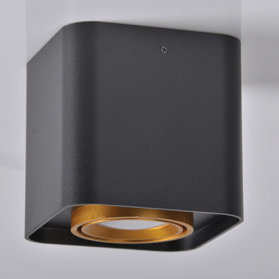 Lampa Sufitowa Oświetlenie Tuba LED Plafon Kwadratowy Czarno Złoty - Eger na GU10