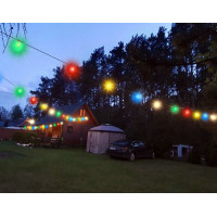 GIRLANDA Ogrodowa Lampki ŁAŃCUCH Świetlny 15m 15xe27 + Kolorowe Żarówki LED