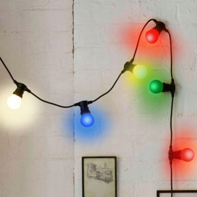 GIRLANDA Ogrodowa Lampki ŁAŃCUCH Świetlny 15m 15xe27 + Kolorowe Żarówki LED