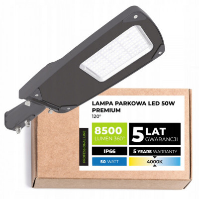 Lampa Uliczna LED Parkingowa 50W, 8500lm, 4000K (neutralna)