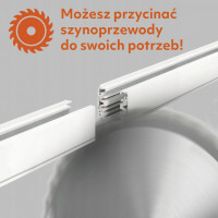 Oświetlenie szynowe 3 fazowe szyna 2m+2m, 8x Lampa, łącznik prosty BIAŁY