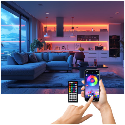 Taśma LED RGB Kolorowa 5m Smart Home Aplikacja Pilot Miganie w Rytm Muzyki