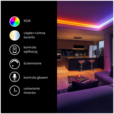 Taśma LED RGB Kolorowa 5m Smart Home Aplikacja Pilot Miganie w Rytm Muzyki