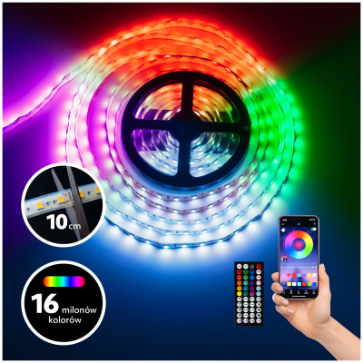 Taśma LED Kolorowa Aplikacja Smart Home Pilot Miganie w Rytm Muzyki RGB 15m