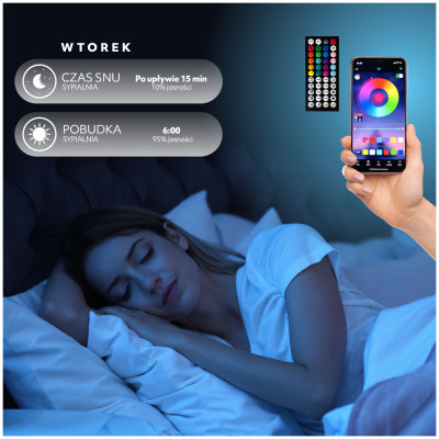 Taśma LED Kolorowa Aplikacja Smart Home Pilot Miganie w Rytm Muzyki RGB 20m