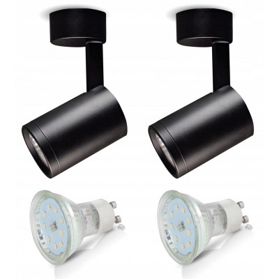 2x Lampa Sufitowa Reflektor Czarna Spot + GU10 LED