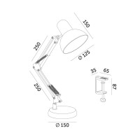 Lampka Biurkowa 2w1 Szkolna Kreślarska BIAŁA 1xE27 60W Regulowana Metalowa