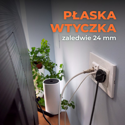 Przedłużacz FLOWFLEXER ORANGE 2-gniazda 1,4m z uziem. + 2xUSB czarny