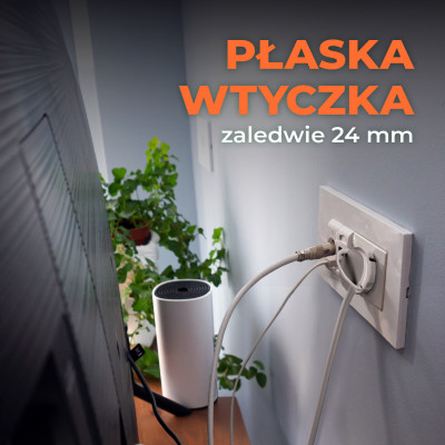 Przedłużacz FLOWFLEXER ORANGE 2-gniazda 1,4m z uziem. + 2xUSB biały