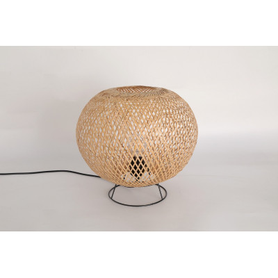 Lampa Stołowa Styl Boho Naturalna ABAŻUR Bambusowy 1xE27 Dekoracyjna