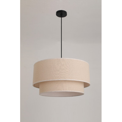 Lampa Wisząca Sufitowa Okrągła Boho Klosz 45cm TKANINA Naturalna 1xE27