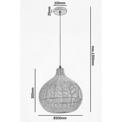 Pleciona lampa wisząca styl Boho z sznurkiem i metalem do salonu sufitowa