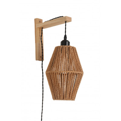 Stylowa lampa ścienna kinkiet z sznurka ozdobna w stylu Boho naturalna