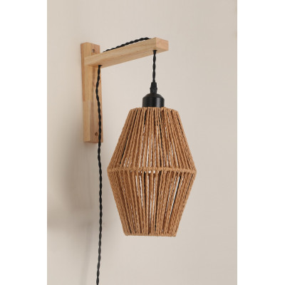 Stylowa lampa ścienna kinkiet z sznurka ozdobna w stylu Boho naturalna