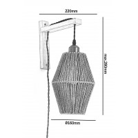 Stylowa lampa ścienna kinkiet z sznurka ozdobna w stylu Boho naturalna