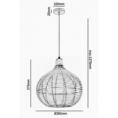 Dekoracyjna lampa wisząca mała Boho z plecionego rattanu naturalny zwis