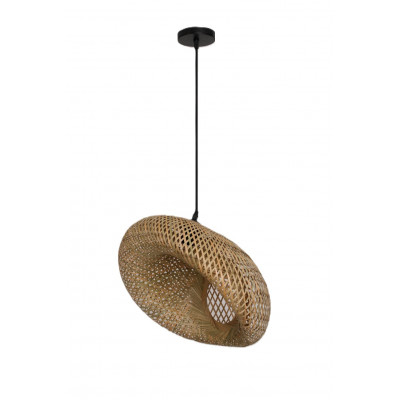 Stylowa duża lampa wisząca Boho z plecionym kloszem bambusowym 50 cm