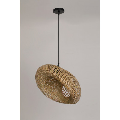 Stylowa duża lampa wisząca Boho z plecionym kloszem bambusowym 50 cm