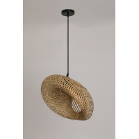 Stylowa duża lampa wisząca Boho z plecionym kloszem bambusowym 50 cm