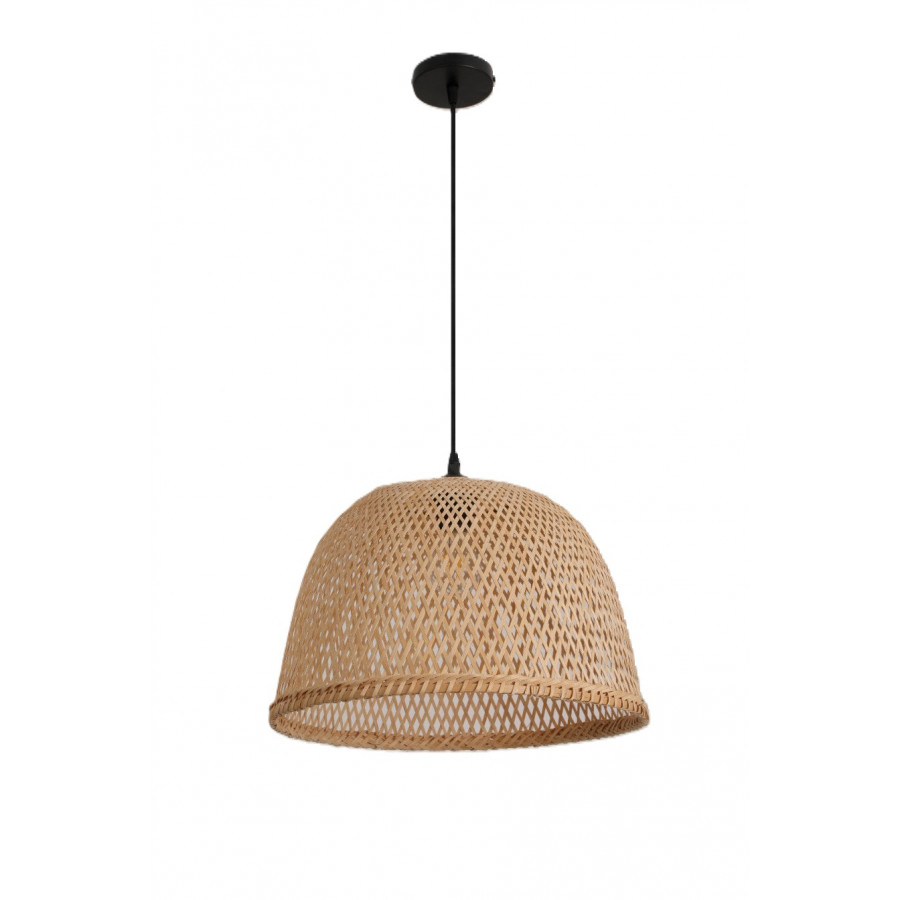 Lampa wisząca Boho z bambusowym kloszem 41 cm czarna naturalny zwis 1xE27