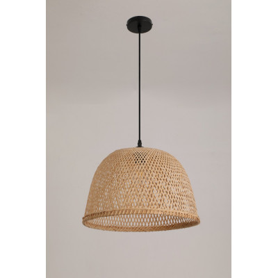 Lampa wisząca Boho z bambusowym kloszem 41 cm czarna naturalny zwis 1xE27