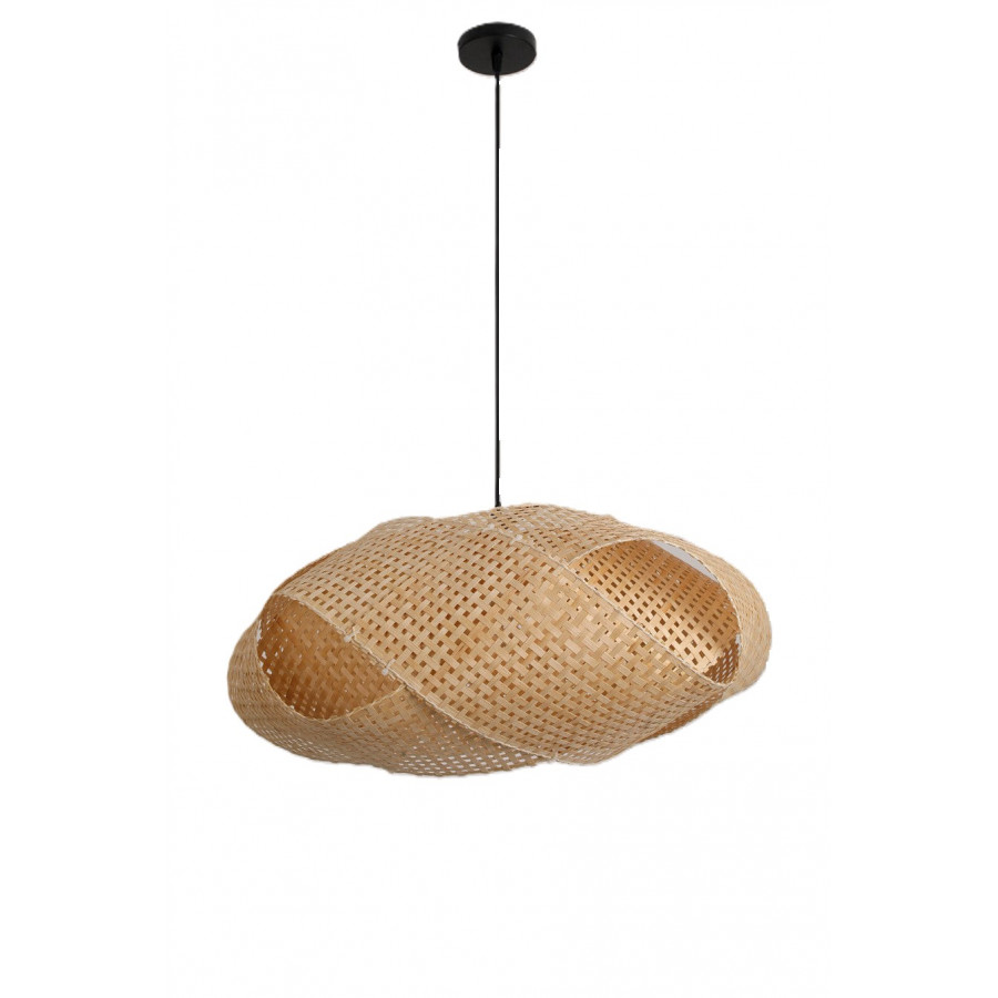 Oryginalna lampa wisząca Boho z plecionym abażurem bambusowym 50 cm 1xE27