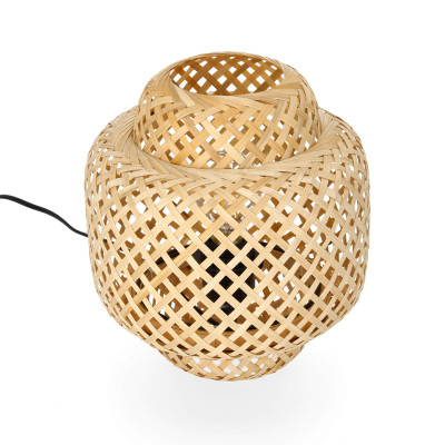 Lampa stołowa MAŁA styl BOHO z plecionego bambusa 22 cm naturalna 1xE27