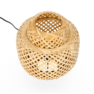 Lampa stołowa MAŁA styl BOHO z plecionego bambusa 22 cm naturalna 1xE27