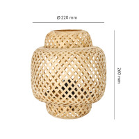 Lampa stołowa MAŁA styl BOHO z plecionego bambusa 22 cm naturalna 1xE27