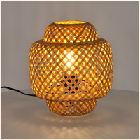 Lampa stołowa MAŁA styl BOHO z plecionego bambusa 22 cm naturalna 1xE27