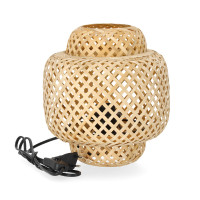 Lampa stołowa MAŁA styl BOHO z plecionego bambusa 22 cm naturalna 1xE27