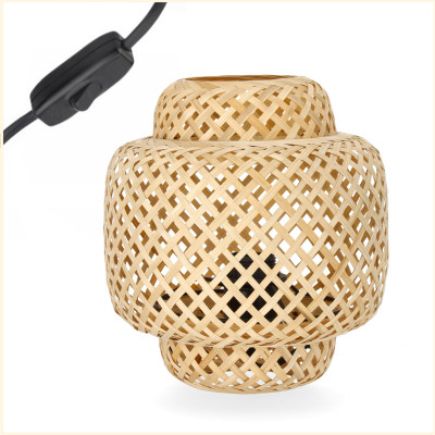 Lampa stołowa MAŁA styl BOHO z plecionego bambusa 22 cm naturalna 1xE27