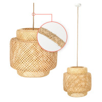 Duża lampa wisząca BOHO z plecionym kloszem 40 cm biała podsufitówka E27