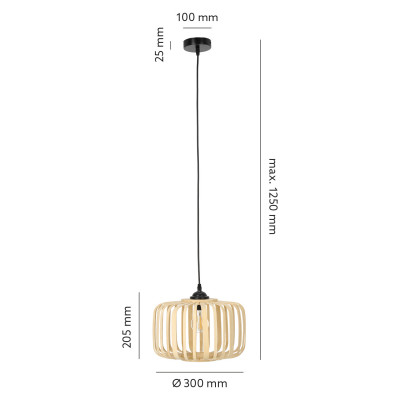 Lampa wisząca Boho mała z bambusowym kloszem 30 cm czarny zwis 1xE27