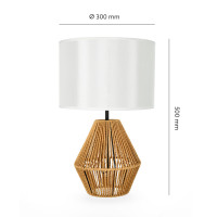 Lampka nocna stołowa z białym kloszem w stylu Boho 50 cm naturalna 1xE27