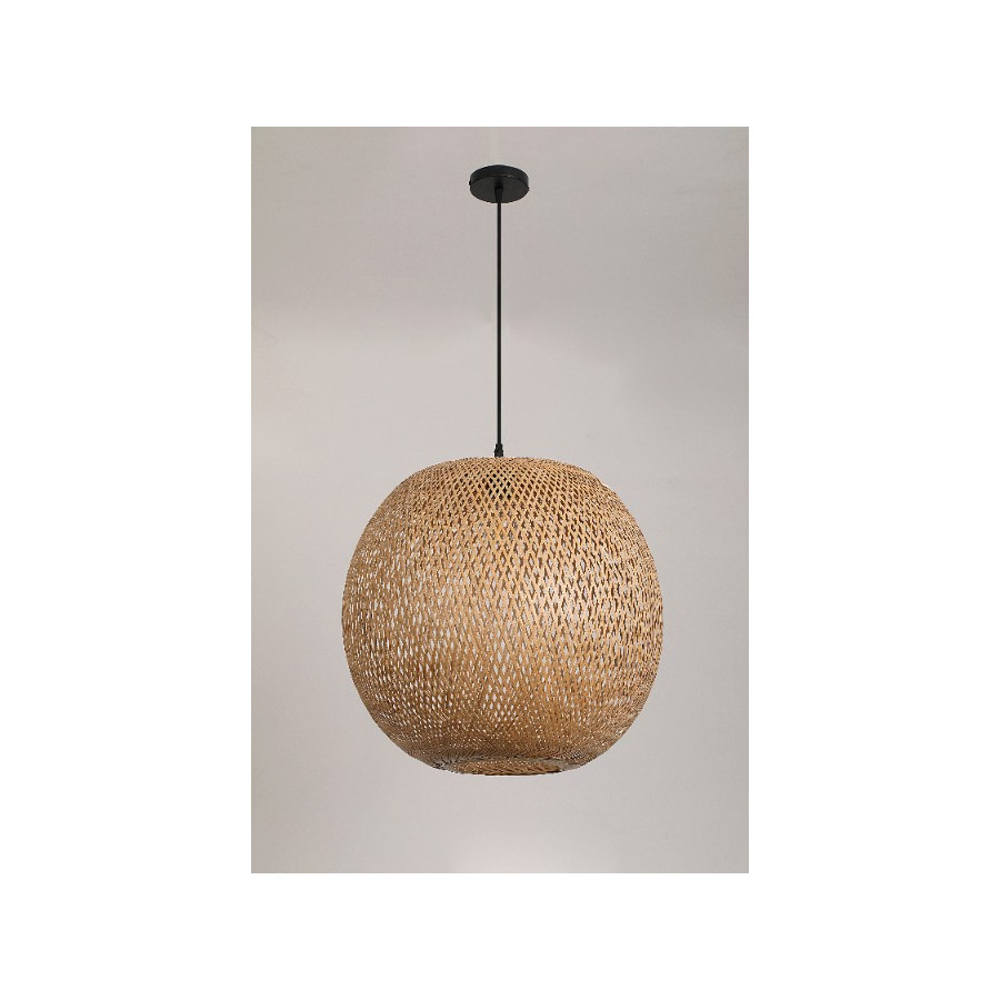 Lampa wisząca w stylu Boho abażur bambusowy 50 cm naturalna do salonu