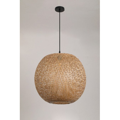 Lampa wisząca w stylu Boho abażur bambusowy 50 cm naturalna do salonu