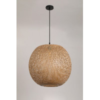 Lampa wisząca w stylu Boho abażur bambusowy 50 cm naturalna do salonu