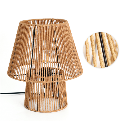 Lampa stołowa Boho mała naturalna sznur i metal lampka nocna 1xE27