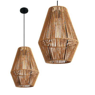 Lampa wisząca Boho mała z metalowym elementem i sznurkiem 30 cm 1xE27