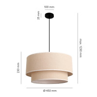 Lampa wisząca Boho z okrągłym kloszem z tkaniny naturalna 1xE27 sufitowa