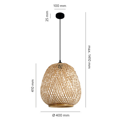 Lampa wisząca Boho z bambusowym kloszem naturalny design 1xE27