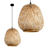 Lampa wisząca Boho z bambusowym kloszem naturalny design 1xE27